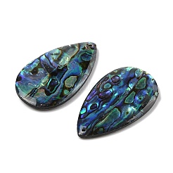 天然パウアシェルペンダント  ティアドロップチャーム  38x22x4mm  穴：1.5mm&nbsp;SSHEL-I026-08B