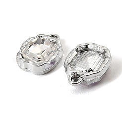 UVメッキ合金ガラスペンダント  長方形のチャーム  多面カット  ミックスカラー  プラチナ  17x12x5.3mm  穴：1.8mm&nbsp;FIND-K032-33P