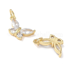Brass Clear Cubic Zirconia Charms&nbsp;KK-L253-18G-02