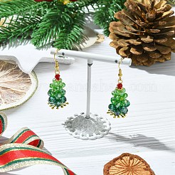 Christmas Theme Imitation Austrian Crystal & Electroplate Glass Dangle Earrings&nbsp;EJEW-TA00469