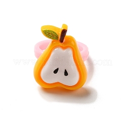 Cartoon Fruit Resin Open Cuff Ring for Kids&nbsp;RJEW-K239-22