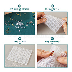 DIYイヤリング作成キット  2個のペンダントシリコンモールドを含む  60個の真鍮ピアスフック  120PCS丸カン  100個のプラスチック製イヤーナット  プラチナ·ゴールデン&nbsp;DIY-BG0001-65