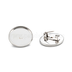 変色しにくい304ステンレススチールのブローチカボションセッティング  フラットラウンド  ステンレス鋼色  19.5x6mm  内径：18mm  ピン：0.6mm&nbsp;LS-STAS-G250-04P-A