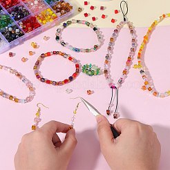 模造人工クリスタルガラスビーズ 2 袋  多面カットキューブ  混合スタイル  ブラウン  3x3x3mm  穴：0.9mm  約100個/袋&nbsp;GLAA-SZ0001-95A-05