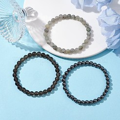 3個 3スタイル 天然&合成石ミックス ラウンドビーズ ストレッチブレスレット  積み重ね可能なブレスレット  内径：2-3/8インチ（6cm）  1個/スタイル&nbsp;BJEW-JB10178-04