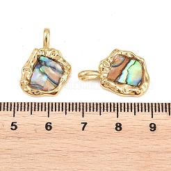 Brass Natural Paua Shell Irregular Pendants&nbsp;KK-I453-01G-03