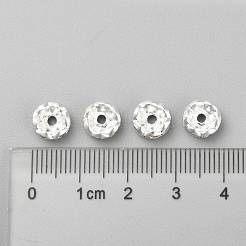 鉄クリスタルラインストーンスペーサービーズ  グレードB  ロンデル  波エッジ  銀  8x3.5mm  穴：1.8~2mm&nbsp;RB-A008-8MM-S