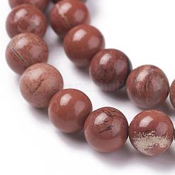 天然石レッドジャスパービーズ連売り  ラウンド  グレードAB  レッド  8mm  穴：1mm  約45~47個/連  15インチ&nbsp;G-F348-02-8mm