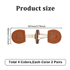 8 Pairs 4 Colors Wood & Cotton Rope Buttons&nbsp;DIY-DR0001-80