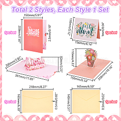 2 Sets 2 Styles Mother's Day 3D Pop Up Paper Greeting Card for Birthday Day&nbsp;AJEW-GA0006-97