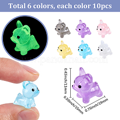 60Pcs 6 Colors Luminous Resin Dog Display Decorations&nbsp;RESI-SP0001-37