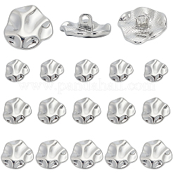 30個 3スタイル 1穴合金シャンクボタン  ナゲット  プラチナ  15~20x14.5~19.5x7.5~8mm  穴：2mm  10個/スタイル&nbsp;BUTT-CY0001-27P
