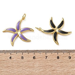 真鍮チャーム  ヒトデのチャーム  エナメル  18KGP本金メッキ  29.5x27x2.5mm  穴：3mm  丸カン：5x1ミリ&nbsp;KK-D221-23G