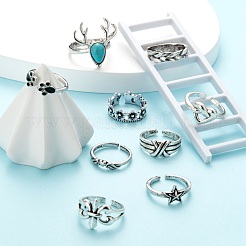 9Pcs 9 Style Adjustable Alloy Finger Rings&nbsp;RJEW-LS0001-16AS