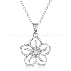 Sakura Brass Micro Pave Clear Cubic Zirconia Pendant Necklaces for Women&nbsp;FS-WG50C9C-01