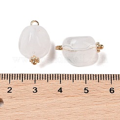 アクリルパーツ  天然石風  真鍮のループを有します  ナゲット  ホワイト  19x12.5x11.5mm  穴：2mm&nbsp;MACR-C033-01K
