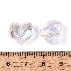 UVメッキ透明アクリルビーズ  虹色の  ハート  多面カット  透明  13x14.5x8.5mm  穴：2mm&nbsp;MACR-L007-05A-01