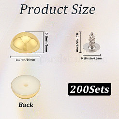 プラスチックボタン200個  半円  ゴールド  10x5mm&nbsp;KY-CL0001-01A