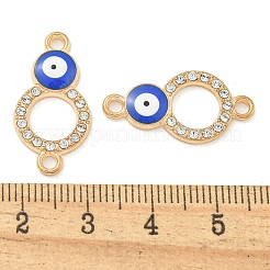 合金ブルーエナメルイーブルアイコネクタチャーム  クリスタルラインストーンリンク  ゴールドカラー  リング  24.5x12.5x2.5mm  穴：2mm&nbsp;ENAM-S003-03D