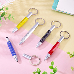 5Pcs 5 Colors Aluminum Practical 6-in-1 Keychain Pen&nbsp;AJEW-TA0002-13A