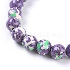 Ocean White Jade Round Beaded Stretch Bracelets&nbsp;BJEW-G019-2