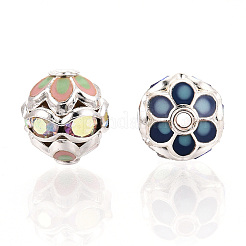 Round Brass Enamel Beads&nbsp;KK-Q080-01C-S