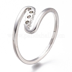 304ステンレススチール指輪  クリアキュービックジルコニア  ステンレス鋼色  USサイズ6~9  内径：16~19mm&nbsp;RJEW-F110-12P