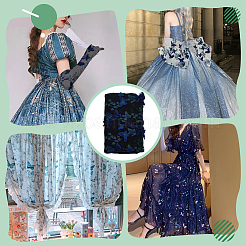 ポリエステル刺繍レース繊維  DIYアクセサリー  ちょうの模様  ミッドナイトブルー  1740mm  3ヤード/個&nbsp;DIY-WH0899-34A