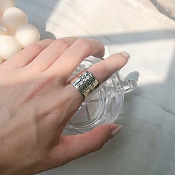 女性用合金カフリング  インスピレーションを与える言葉の模様  プラチナ  内径：16~19mm&nbsp;FS-WGEF64B-01