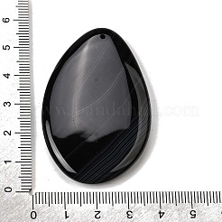 天然の黒縞瑪瑙（染色・加熱）の大きなペンダント  ティアドロップチャーム  53~55x33~35x6~7.5mm  穴：1~1.6mm&nbsp;G-F820-05A-09