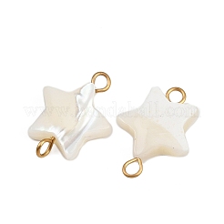 Natural Shell Star Connector Charms&nbsp;STAS-D378-26G