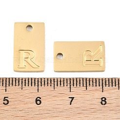 304ステンレスペンダント  文字チャーム付き長方形  18KGP本金メッキ  イオンプレーティング（ip）  文字r  16x10x1.4mm  穴：1.8mm&nbsp;SA-CBA1839-21G-R