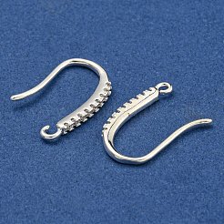 ラックメッキ真鍮パヴェキュービックジルコニアピアスフック  耳ワイヤー  鉛フリー＆カドミウムフリー  スター  銀  14~14.5x1.7mm  穴：1.4mm  18ゲージ  ピン：1mm&nbsp;KK-O143-20S
