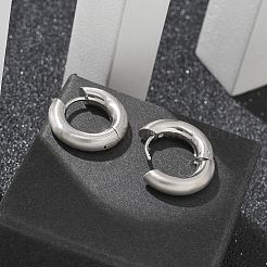 Frosted 304 Stainless Steel Huggie Hoop Earrings for Women&nbsp;EJEW-C096-32F-P