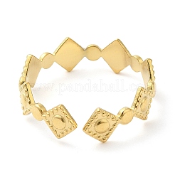 304ステンレススチール製菱形オープンカフリング、女性用  14KGP本金メッキ  内径：17mm&nbsp;X-RJEW-I098-30G
