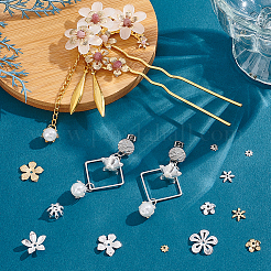 56Pcs 14 Style Brass Bead Cap&nbsp;KK-PH0006-77