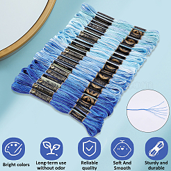 20 かせ 4 色 6 層ポリエステル刺繍糸  クロスステッチの糸  セグメント染め  ブルー  0.5mm  約8.75ヤード（8m）/かせ  5 かせ/色&nbsp;OCOR-CY0004-38C