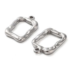 変色しない304ステンレススチールペンダント  長方形のチャーム  ステンレス鋼色  21x13.5x3mm  穴：1.6mm&nbsp;STAS-L022-370P