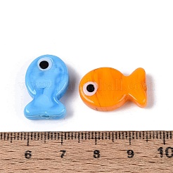 ランプワークビーズ  魚  ミックスカラー  20~21x13~14x4.5~6mm  穴：1.2~1.8mm&nbsp;LAMP-N039-01