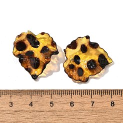 透明なアクリルパーツ  ヒョウプリント模様  葉  25.5x23x4.5x23mm  穴：1.4mm&nbsp;OACR-D303-01A
