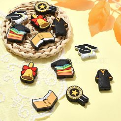 卒業シーズンテーマシリコンフォーカルビーズ12個6スタイル  ミックスカラー  22~31x21~30.5x6.5~8mm  穴：2.5~3mm  2個/スタイル&nbsp;SIL-CJ0001-46