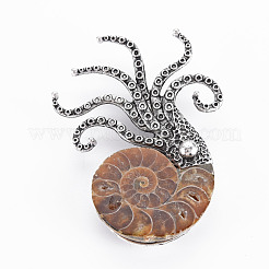 Octopus Shape Natural Conch Shell Fossil Brooch Pin&nbsp;G-N333-013-RS