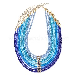 10Pcs 10 Colors Bohemian Brass Enamel Evil Eye & Glass Seed Beaded Necklaces&nbsp;NJEW-MZ00145