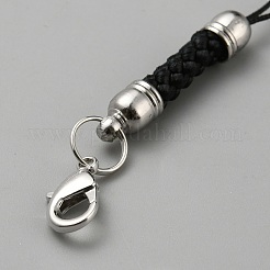 合金の携帯ストラップ  合金製カニカン付き  プラチナ  91mm&nbsp;AJEW-WH0473-03P