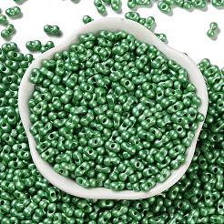 ガラスシードビーズ  不透明色の光沢  ピーナッツ  シーグリーン  5~6x2.5~3x3~3.5mm  穴：1~1.2mm  約5000個/ポンド&nbsp;SEED-L011-04A-01