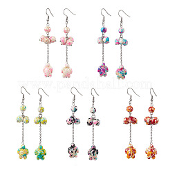 304 Stainless Steel Synthetic Turquoise Tortoise Dangle Earrings&nbsp;EJEW-JE06512-02