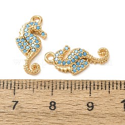 海洋由来の合成ターコイズペンダント  真鍮製のタツノオトシゴのチャーム  ニッケルフリー  18KGP本金メッキ  17.5x8.5x2.5mm  穴：1.4mm&nbsp;GG-CBAE681-17G