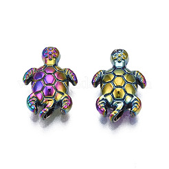 ラックメッキレインボーカラーアロイビーズ  カドミウムフリー＆ニッケルフリー＆鉛フリー  カメ  13x9x3.5mm  穴：1.2mm&nbsp;X-PALLOY-S180-333