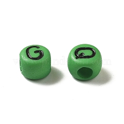 不透明なアクリルビーズ  大穴ビーズ  文字a~z付きのフラットラウンド  ミディアムシーグリーン  7x5mm  穴：2.5mm  約：3333個/ 500 G&nbsp;OACR-R005-02A