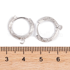 ラックメッキ真鍮フープピアスのパーツ  カドミウムフリー＆鉛フリー  長持ちメッキ  プラチナ  16x15mm  ピン：8mm&nbsp;KK-S374-03P